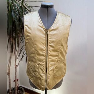 Vintage Lizwear Gold Satin Puffer zip up Vest Streetwear Metallic Y2K Gorpcore